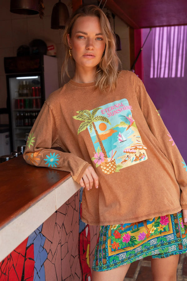 Eternal Sunshine Long Sleeve Tee - Caramel