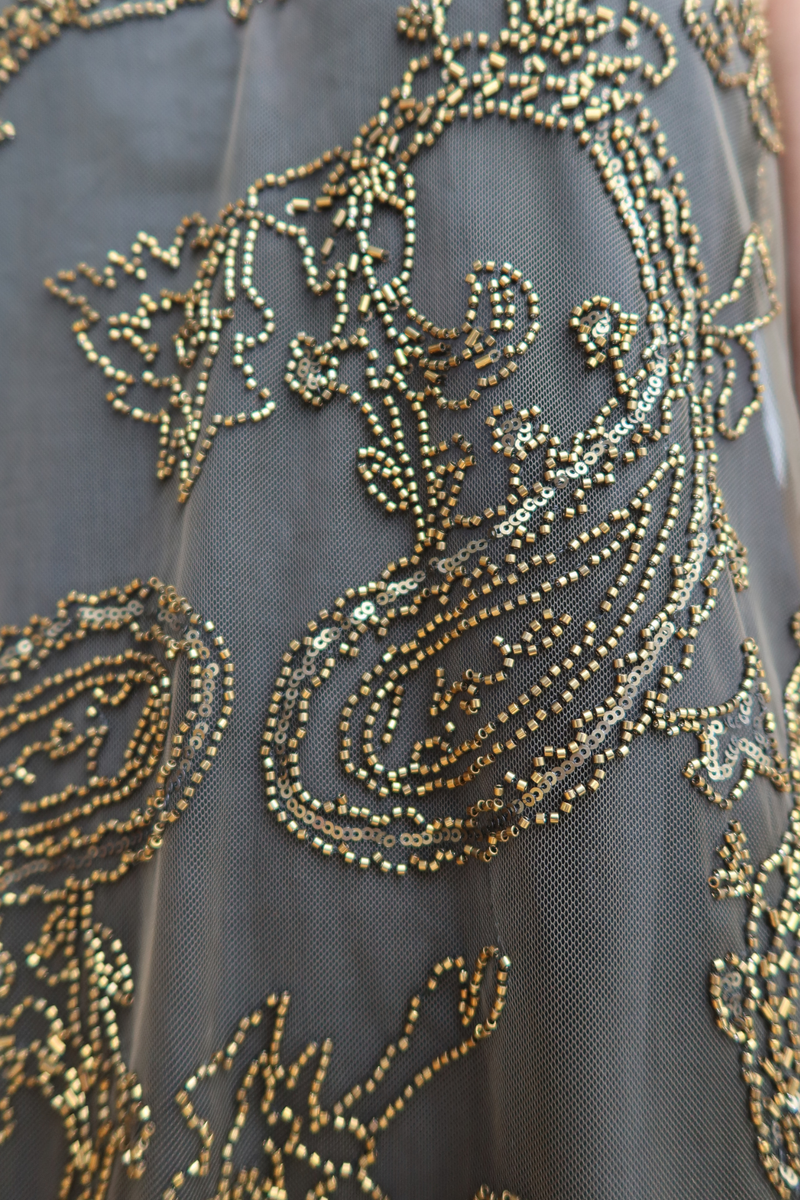 Fiona Mini Dress Smoky Quartz | Beaded Party Dress