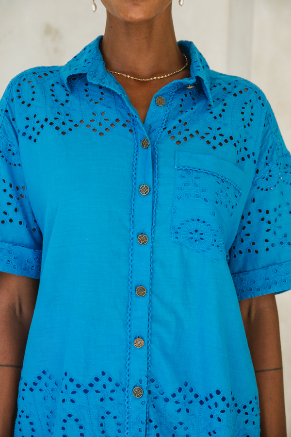 Camisa tropical - cobalto 