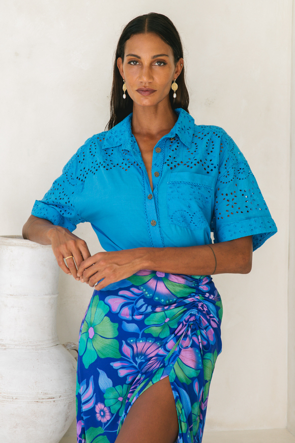 Camisa tropical - cobalto 