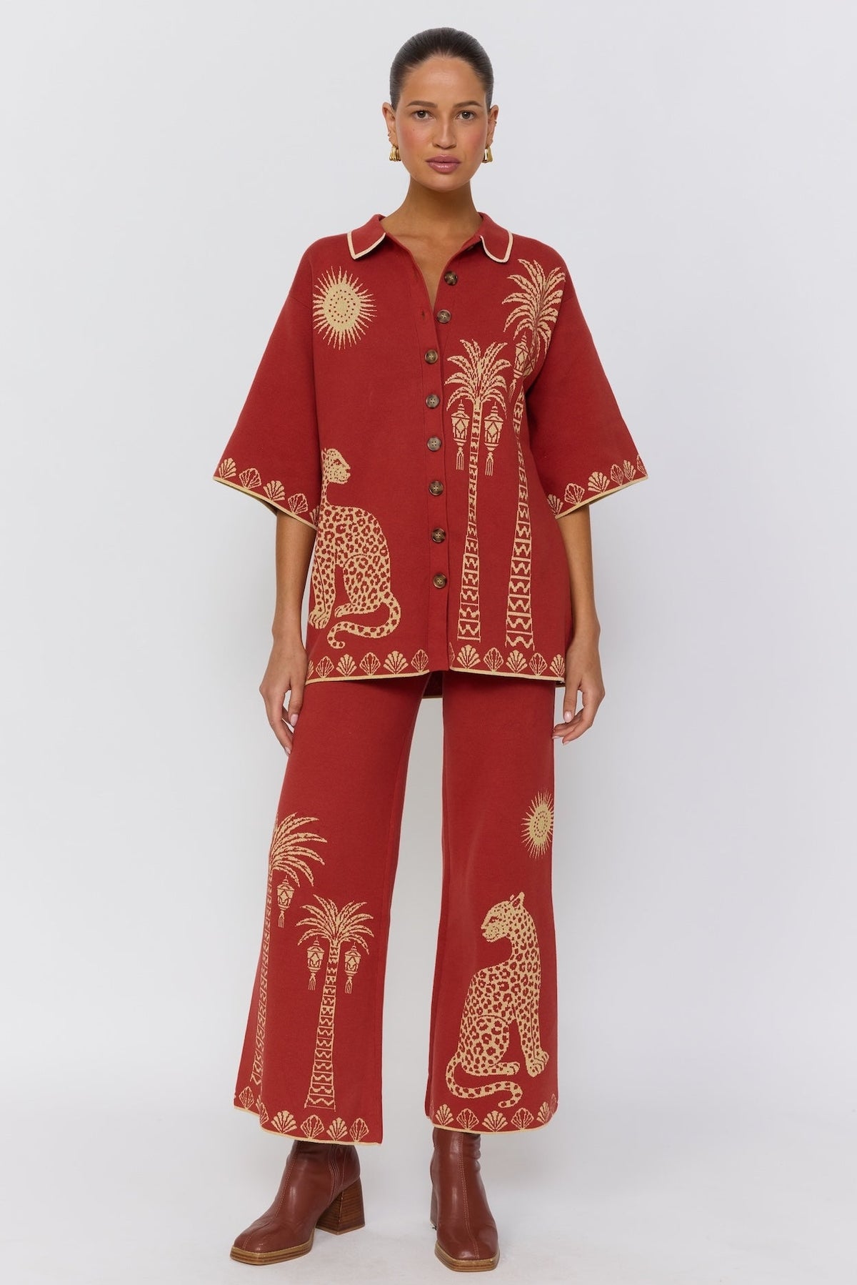 永遠SLACKS 24SS Horizon Knit Pants | Tropical Jacquard Flared Pants – Nine Lives