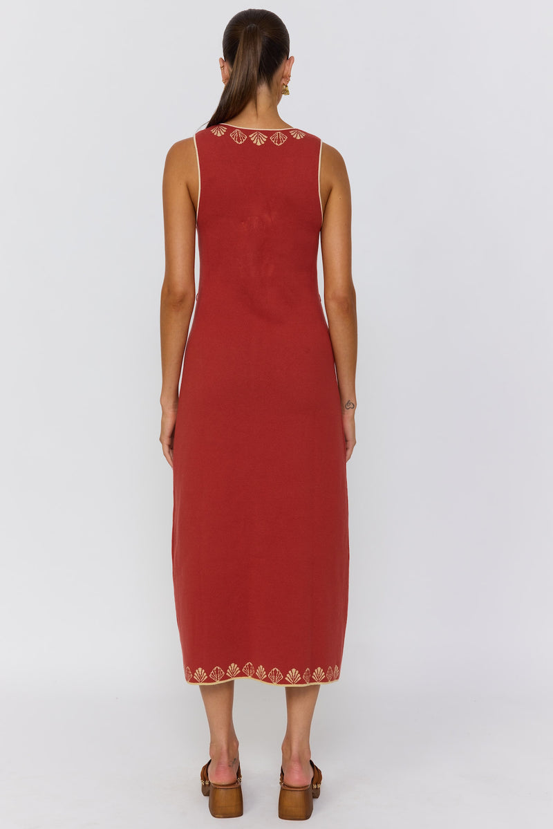 Soleil Knit Dress | Tropical Jacquard Lurex Knit Midi  Nine Lives Bazaar