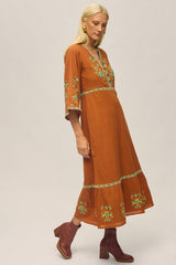 Empress Embroidered Dress  - Forest