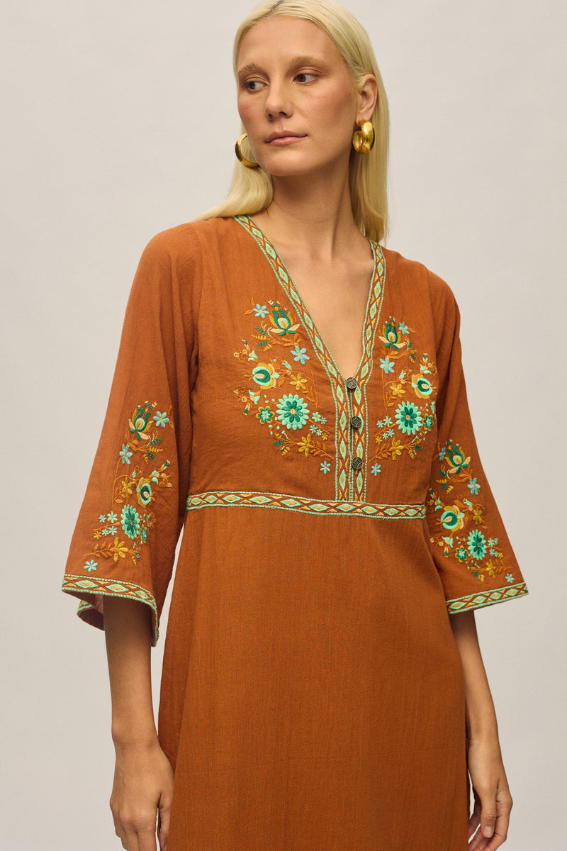 Empress Embroidered Dress  - Forest