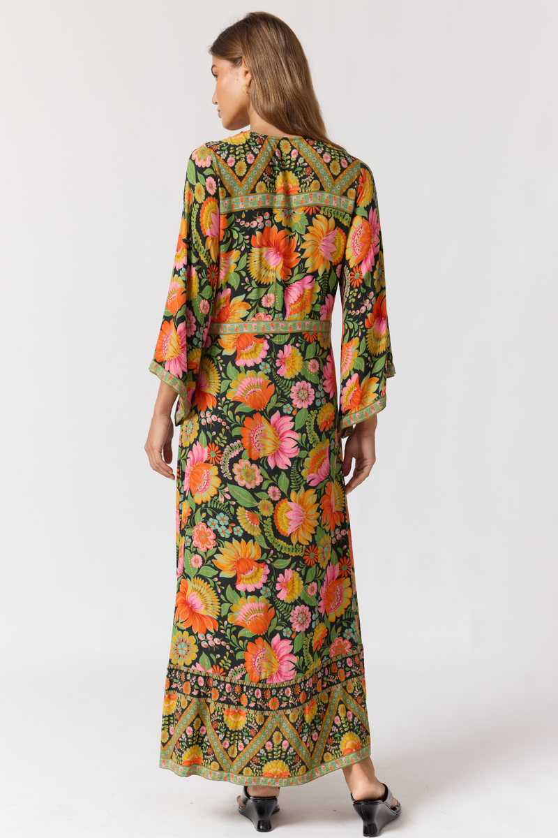 long sleeve empire dress Empire Dress ‚ a Fiesta Flowy Button Front Statement Dress – Nine Lives Bazaar