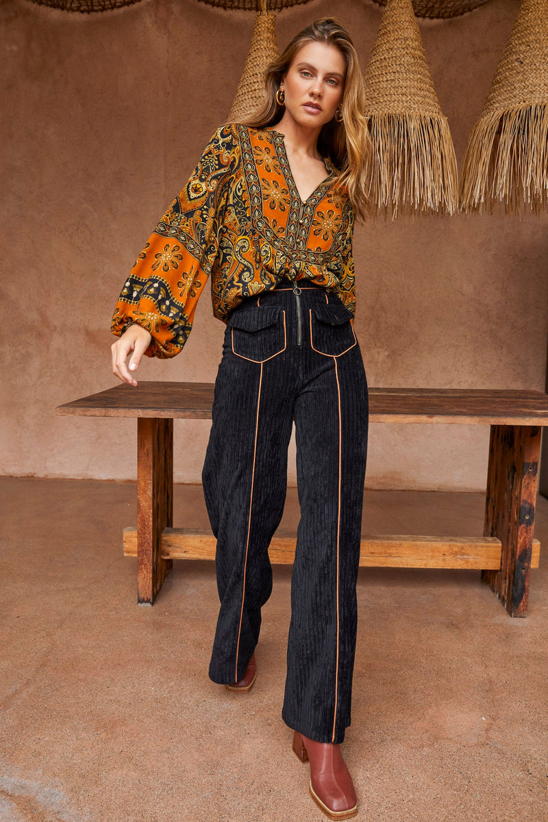 Selene Pants | Velvet Corduroy Wide-Leg High Waist – Nine Lives Bazaar