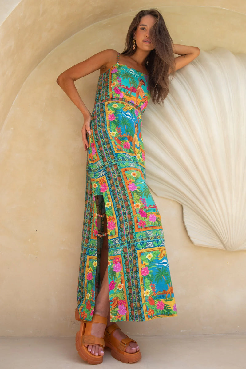 Aloha Maxi Dress Tiki – Beaded Strap Maxi