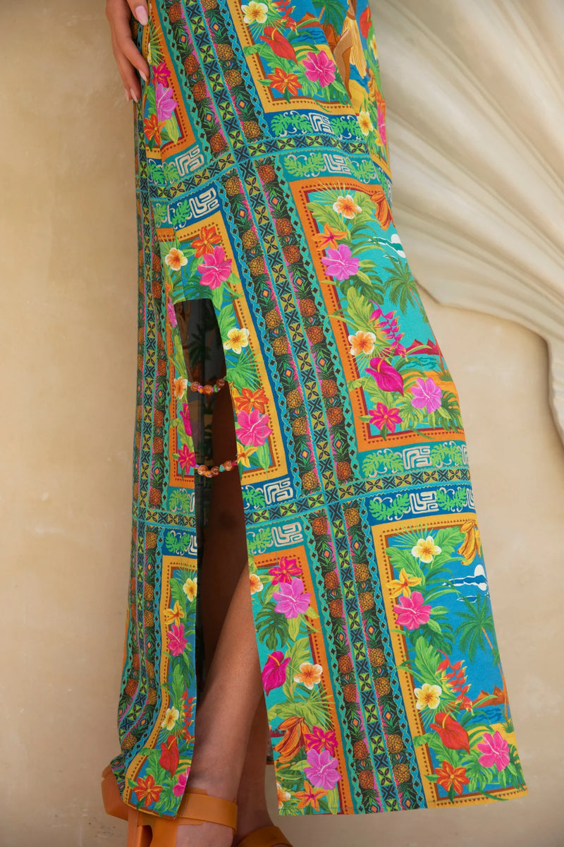 aloha maxi dress Aloha Maxi Dress - Ombre - Ocean Tribal Gold Lurex