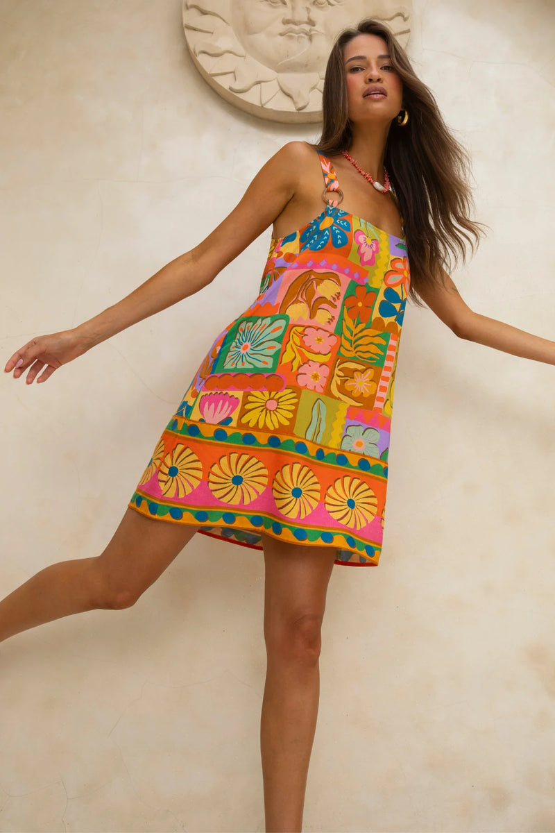 Blue Skies Mini Dress - Rainbow