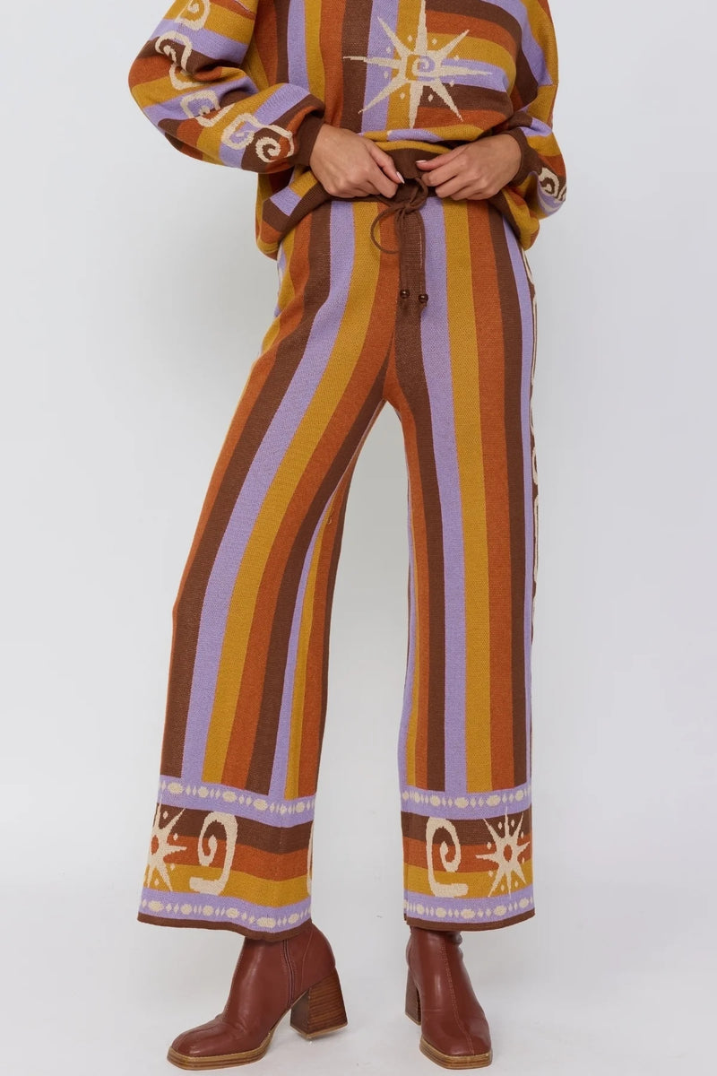 Horizon Knit Pants | Jacquard Flare with Drawstring – Nine Lives
