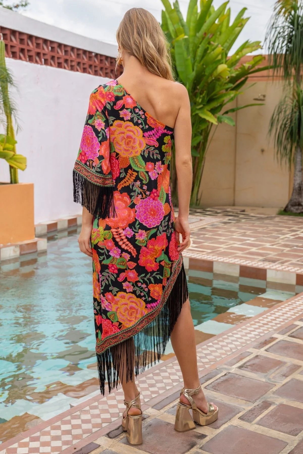 Lady Luck Midi Dress Paprika – One-Shoulder Tassel Dress