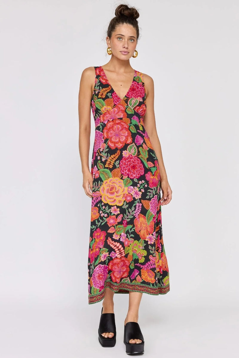marley midi dress Marley Tiered Midi Dress Midnight Print / S