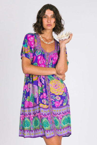 Savannah Mini Dress Hibiscus – Puff Sleeve Mini | Nine Lives Bazaar