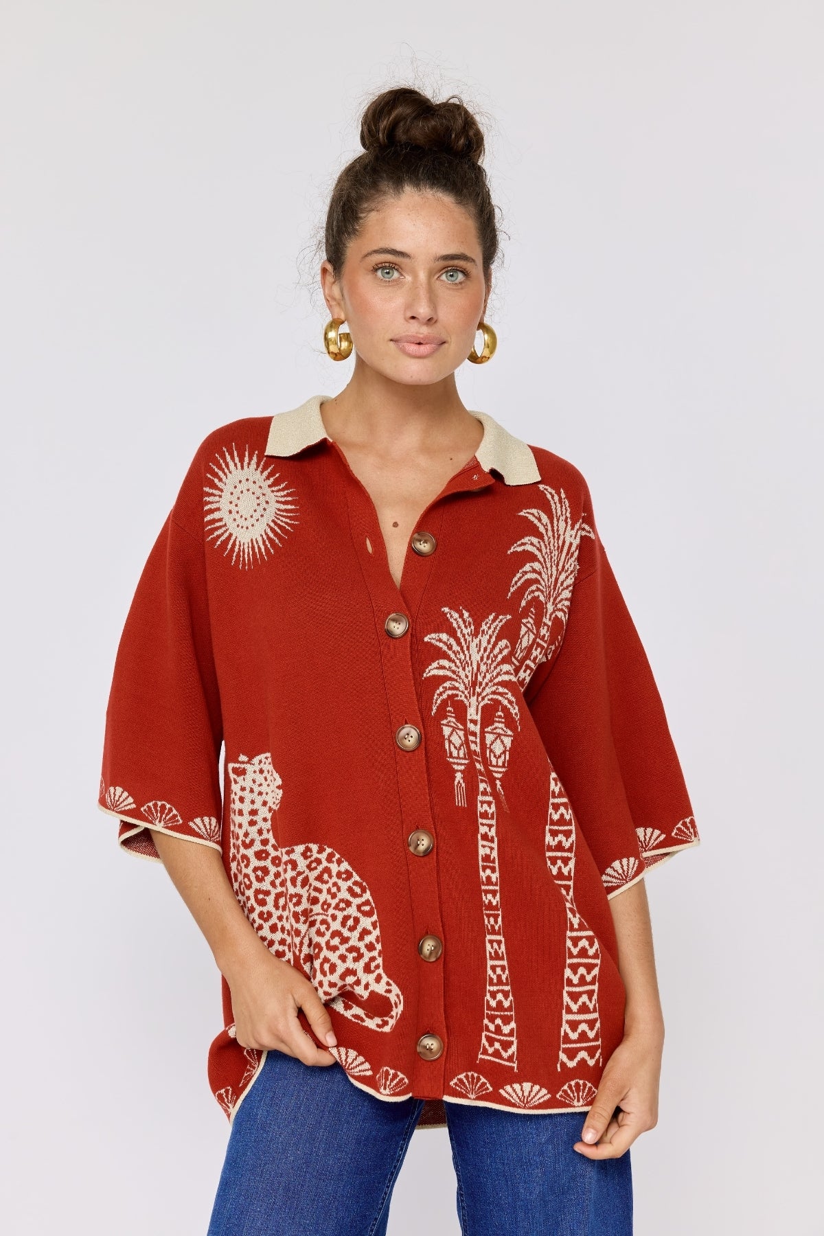 Tropico Shirt | Tropical Jacquard Knit Lurex Shirt – Nine Lives Bazaar