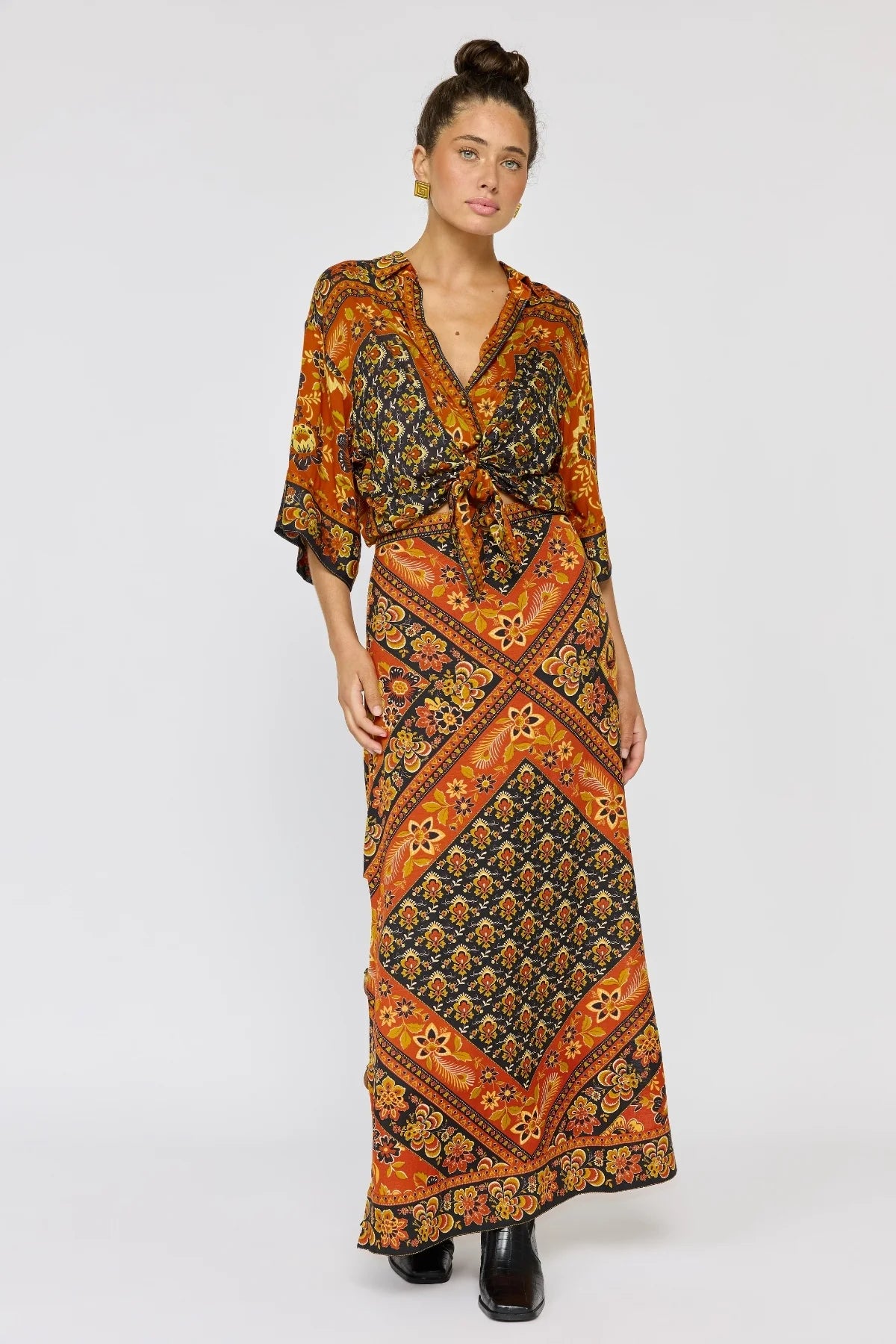 Whitney Maxi Skirt | Vintage Floral A-Line Skirt – Nine Lives Bazaar