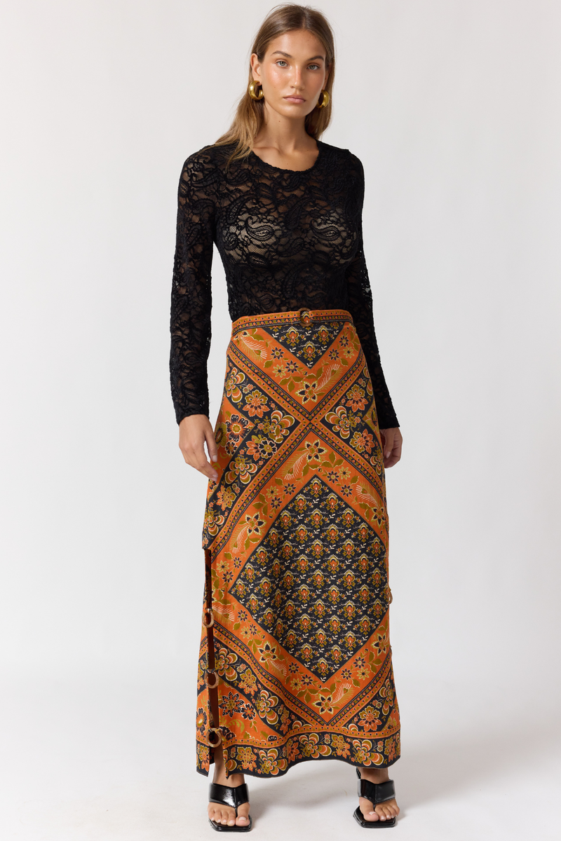 Whitney Maxi Skirt | Vintage Floral A-Line Skirt – Nine Lives Bazaar