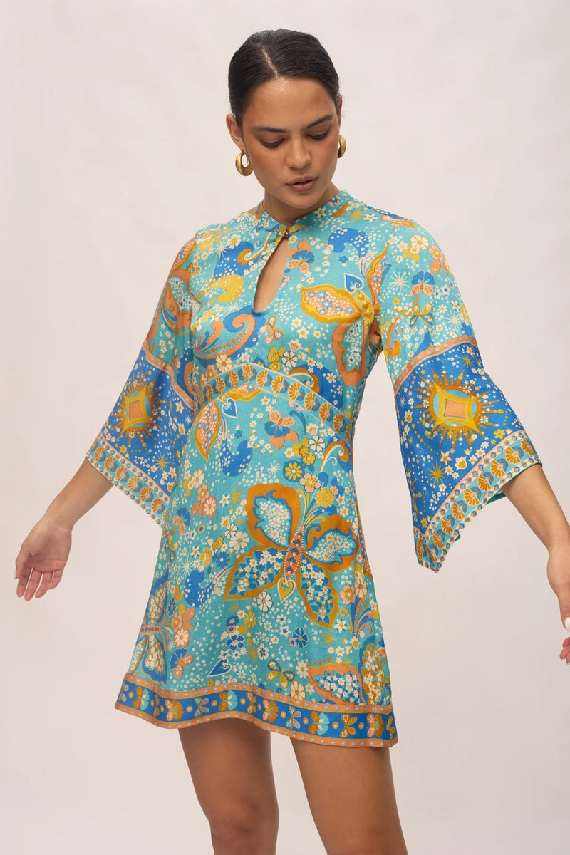 Akira Mini Dress - Aquamarine | Luxe Eco Viscose Mini Nine Lives Bazaar Akira Mini Dress - Aquamarine | Luxe Eco Viscose Mini Nine Lives Bazaar
