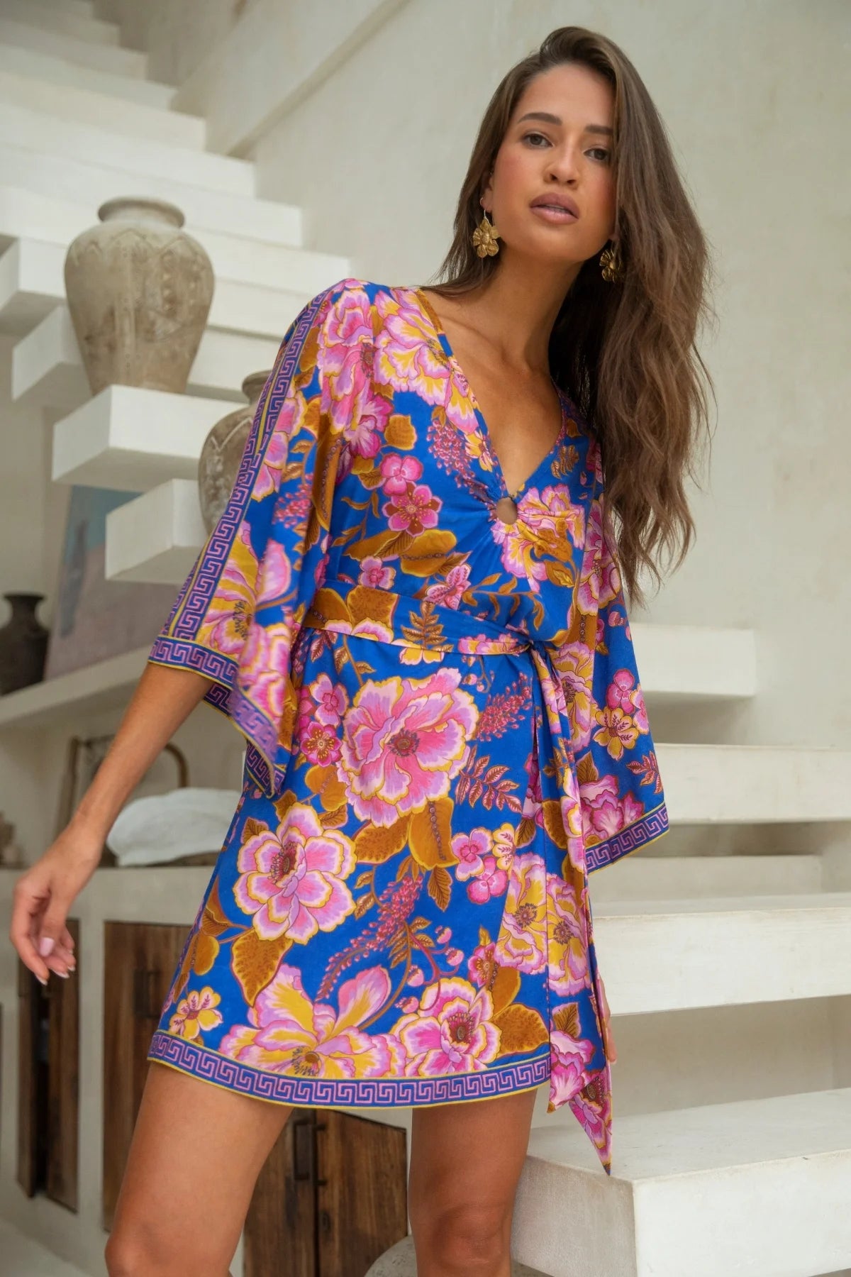 Muse Mini Dress Peony ‚Äì Flared Sleeve Mini | Nine Lives Bazaar