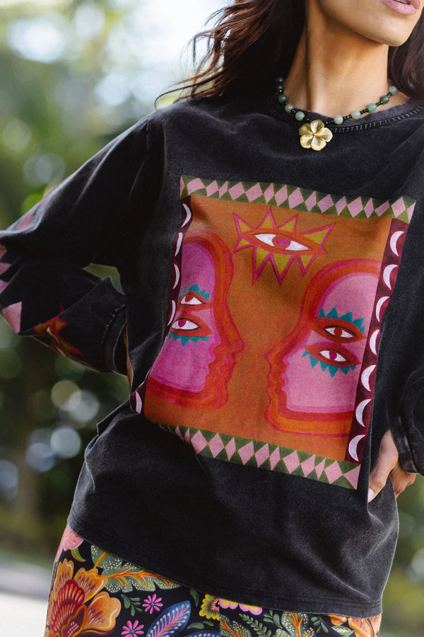 Luna Rosa Long Sleeve Tee - Onyx