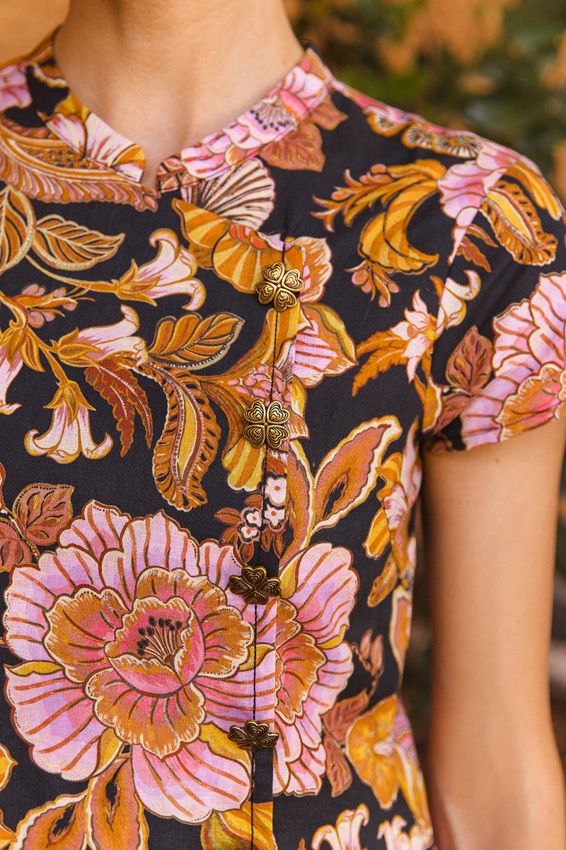 Lulu Mod Mini Dress – A-Line Mandarin Collar Mini – Nine Lives Bazaar