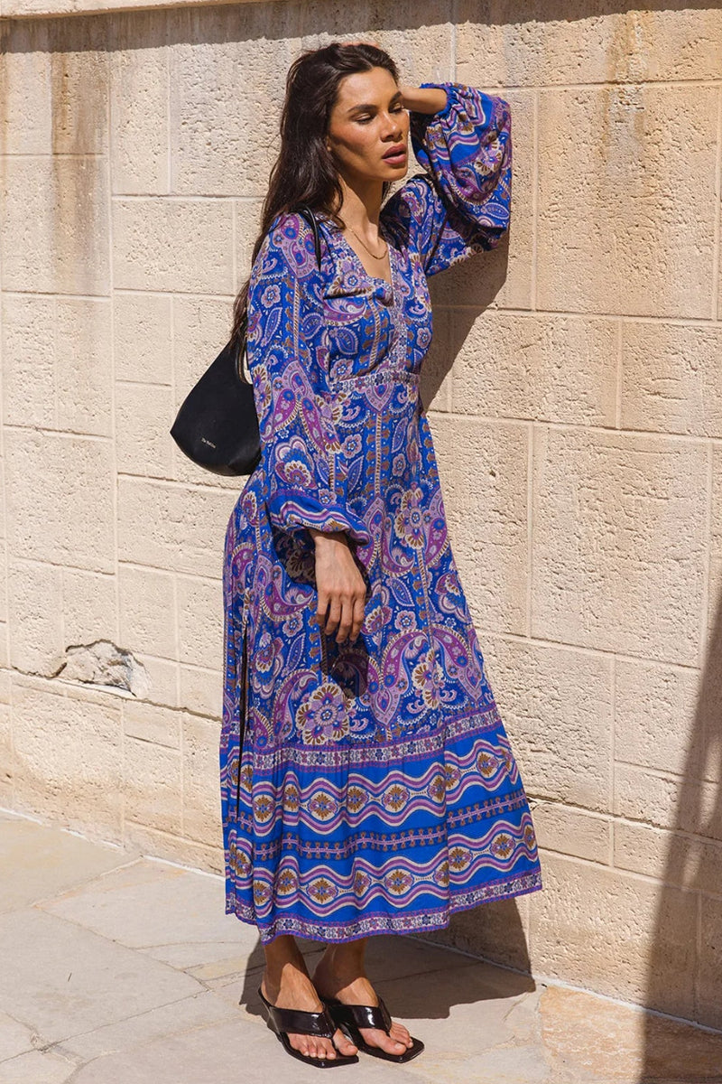 Maple Dress | Poet Sleeve Floral Midi in Ecovero Viscose – Nine