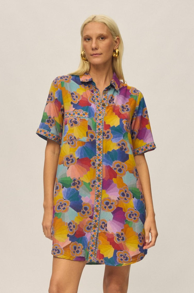 Sienna Mini Shirt Dress - Prism